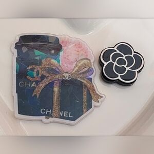 Flatback Focal Bead Design‎ Badge Holographic Coffee Floral Keychain Crafts